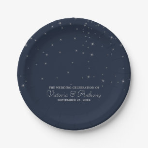 Elegante Hochzeiten von Navy & Silver Falling Star Pappteller