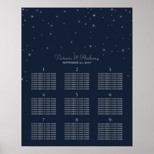 Elegante Hochzeiten von Navy & Silver Falling Star Poster (Vorne)