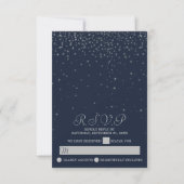 Elegante Hochzeiten von Navy & Silver Falling Star RSVP Karte (Vorderseite)