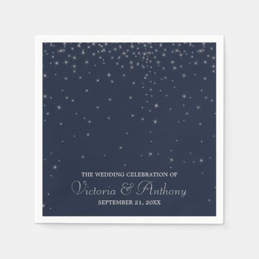 Elegante Hochzeiten von Navy & Silver Falling Star Serviette (Vorderseite)