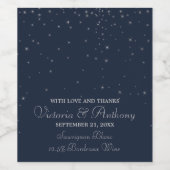 Elegante Hochzeiten von Navy & Silver Falling Star Weinetikett (Einzelnes Label)
