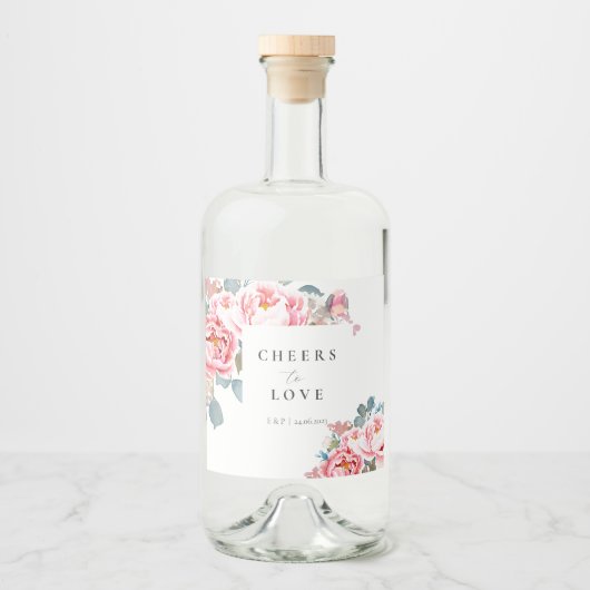 Elegante Hochzeiten von Wasserfarben Alkoholflaschenetikett (Vorderseite)