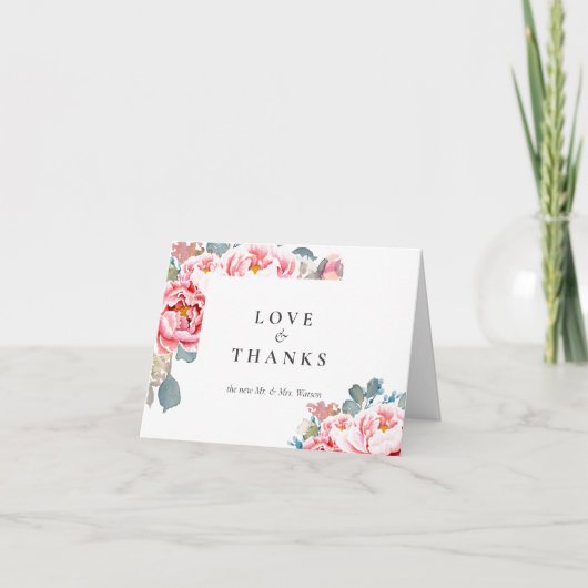 Elegante Hochzeiten von Wasserfarben Dankeskarte (Vorderseite)