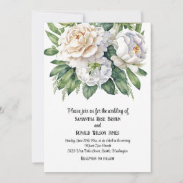 Elegante Hochzeiten von weißen Rosen und Peonies Einladung