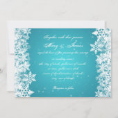 Elegante Hochzeiten Winterschneeflocken Blau Einladung (Rückseite)