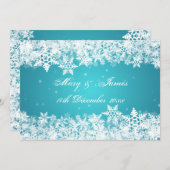 Elegante Hochzeiten Winterschneeflocken Blau Einladung (Vorne/Hinten)