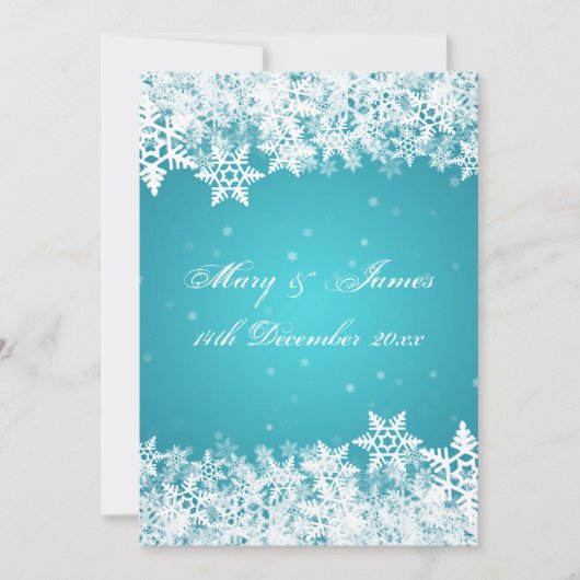Elegante Hochzeiten Winterschneeflocken Blau Einladung (Vorderseite)