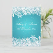 Elegante Hochzeiten Winterschneeflocken Blau Einladung (Stehend Vorderseite)