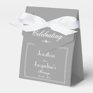 Elegante Hochzeitfavors Namen Moderner Chic Gray Geschenkschachtel
