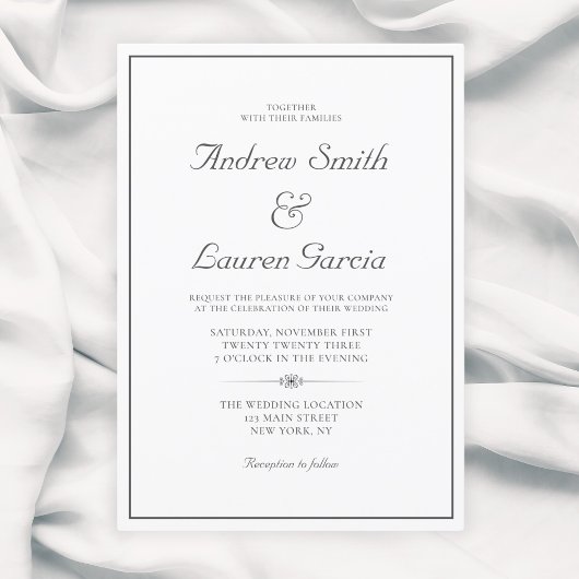 Elegante Hochzeitfeier Traditionelle Formulierung Einladung