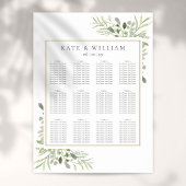 Elegante Hochzeitgrün Eukalyptus Seating Chart Poster
