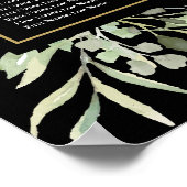 Elegante Hochzeitgrün Schwarzes Gold Seating Chart Poster (Ecke)