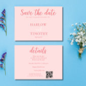 Elegante Hochzeitkarte Rosa QR-Code Save the Date