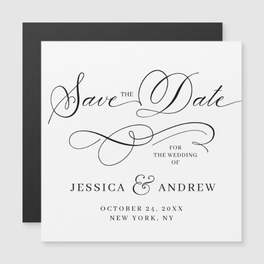Elegante Hochzeitkarte Save the Date Magnetkarte (Vorne/Hinten)