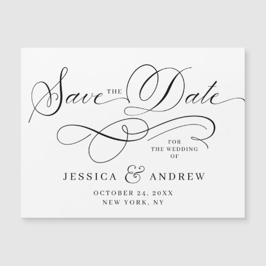 Elegante Hochzeitkarte Save the Date Magnetkarte (Vorderseite)