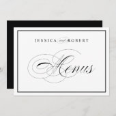 Elegante Hochzeitmenüs Unterschreiben schwarze Gre Menükarte (Vorne/Hinten)