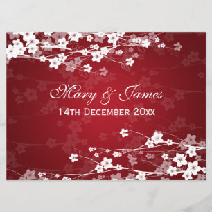 Elegante Hochzeits Begrüßung Kirschblüten Rot Einladung