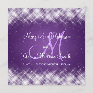 Elegante Hochzeits-bezaubernde Funken lila Einladung