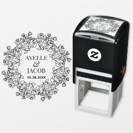 Elegante Hochzeits-Briefmarke aus Monogramm-Flachr Permastempel