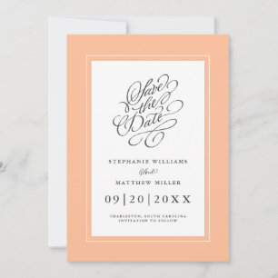 Elegante Hochzeits-Chic-Kalligrafie Trendiges Pfir Save The Date