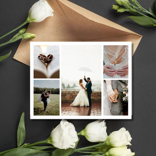 Elegante Hochzeits-Collage Dankeschön  Postkarte