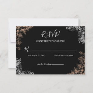 Elegante Hochzeits-Einladung mit dunklen Blumen RSVP Karte