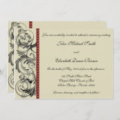 Elegante Hochzeits-Einladung: Schwarz, rot und Einladung (Vorne/Hinten)