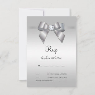 Elegante Hochzeits-Einladungskarte mit Schleife un RSVP Karte