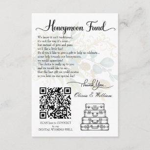 Elegante Hochzeits-Flitterwochen-Fonds QR-Code-Reg Begleitkarte
