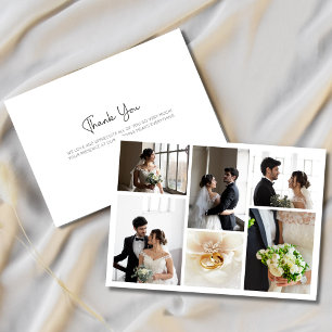 Elegante Hochzeits-Foto-Collage-Dankeskarten Dankeskarte