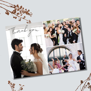 Elegante Hochzeits-Fotocollage-Dankeskarten Postkarte