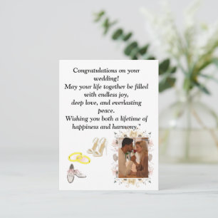 Elegante Hochzeits-Gratulatiionskarte   Romantisch Postkarte