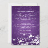Elegante Hochzeits-Kirschblüte lila Einladung (Rückseite)