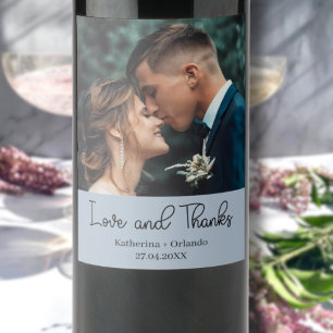 Elegante Hochzeits-Liebe-und-Dankbarkeits-Foto in Weinetikett