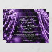 Elegante Hochzeits-lila Schnur-Lichter Einladung (Vorne/Hinten)