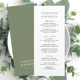 Elegante Hochzeits-Menükarte Chic Minimalistisch G Menükarte