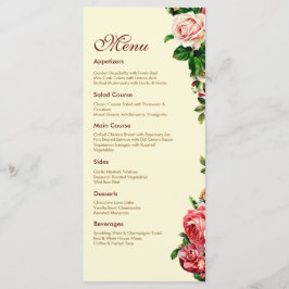 Elegante Hochzeits-Menükarte mit Rose Menükarte