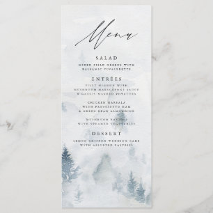 Elegante Hochzeits-Menükarte Winterwald Menükarte