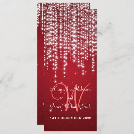 Elegante Hochzeits-Nacht blenden Rot Einladung (Vorne/Hinten)