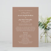 Elegante Hochzeits-Programme Mocha Moderne Trauzer (Stehend Vorderseite)