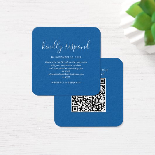Elegante Hochzeits-QR-Code-RSVP-Karte (Schreibtisch)