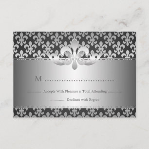 Elegante Hochzeits-RSVP Fleur De Lis Schwarz RSVP Karte