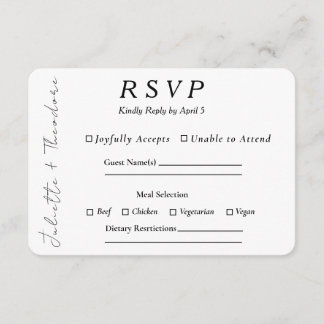 Elegante Hochzeits-RSVP mit Menüauswahl RSVP Karte