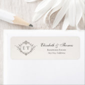 Elegante Hochzeits-Rücksendeadresse mit Monogramm (Insitu)