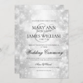 Elegante Hochzeits-Silber-Schimmer-Lichter Einladung (Vorne/Hinten)