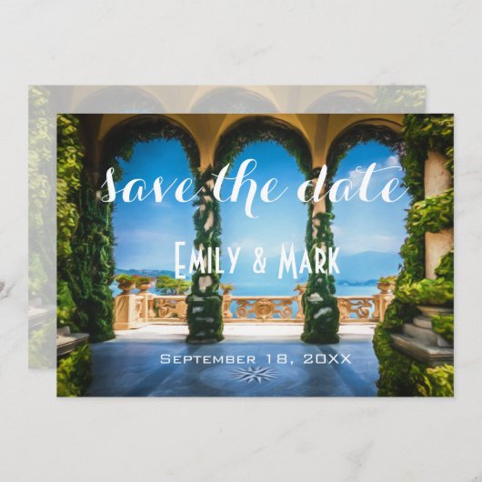 Elegante Hochzeitsargen Save the Date in Italien (Vorne/Hinten)