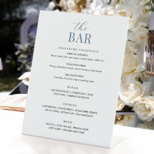 Elegante Hochzeitsbar-Menükarte Chic Minimalistisc