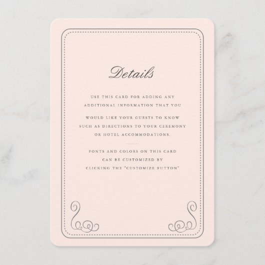 Elegante Hochzeitsbeilage Begleitkarte (Vorderseite)