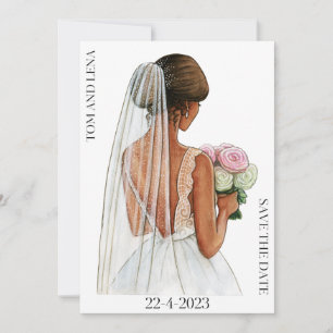 Elegante Hochzeitsbraut Save-the-Date-Karte Einladung