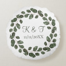 Elegante Hochzeitsdatum-Monogramm Eukalyptusblätte